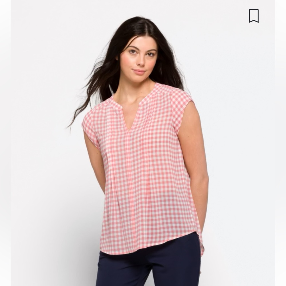 Fun 2 Fun pink checked summer blouse